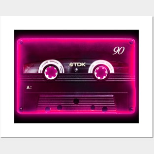 Red Neon Cassette Tape Posters and Art